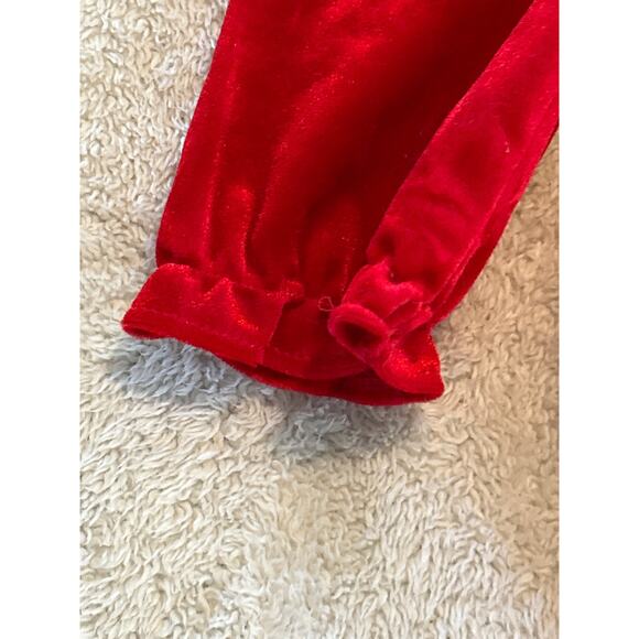 Piccolo Vintage Dress 18 Mos Red Velvet Lace Collar USA Bow Christmas Holiday - Picture 2 of 8